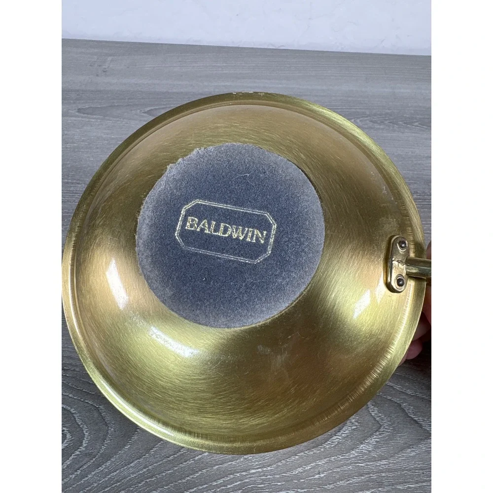 Baldwin Vintage Solid Brass Chamberstick Candle Holder with Finger Loop Handle
